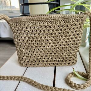 Lina Woven Crossbody Bag in Light Tan